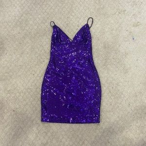 lucy in the sky size xs purple sequence purple tight mini dress